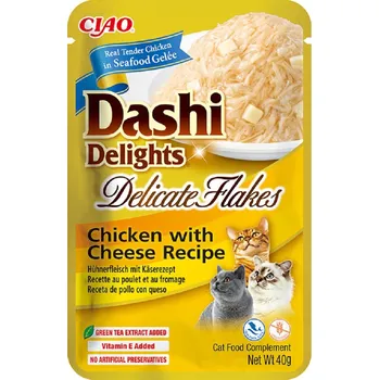 Krmivo pro kočku Churu Cat Dashi Delights Delicate Flakes ChickCheese 40g