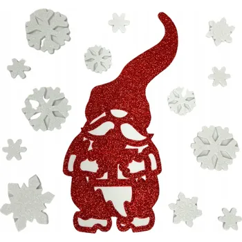 Vánoční dekorace VÁNOČNÍ SAMOLEPKY NA OKNA S TŘPYTIVÝMI PĚNAMI KRASNAL