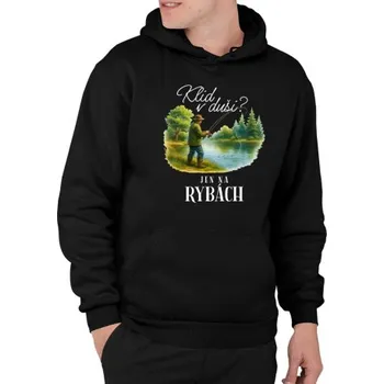 Žertovný předmět Klid v duši? Jen na rybách - pánská mikina s potiskem- Tričkový.cz