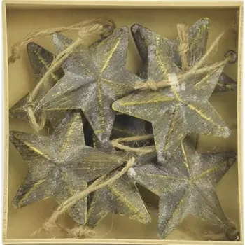 Vánoční dekorace Závěsná dekorace HVĚZDA, kov, šedivá/zlatá