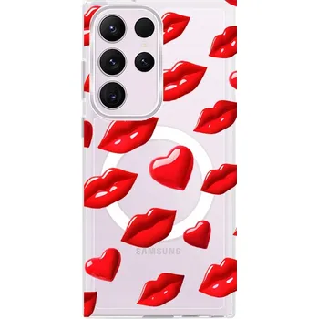 Pouzdro na mobilní telefon Pouzdro pro Samsung Galaxy S23 Ultra s MagSafe, motiv červené rty
