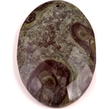 Přírodní kámen Vrtaný kabošon Kambaba Jaspis č.V4 (37x24x6mm)