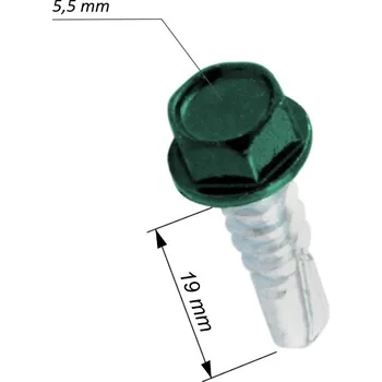 Šroub Šroub samořezný - TEX, 5,5x19mm, zelená