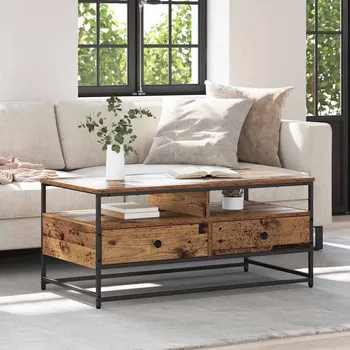 Konferenční stolek vidaXL Konferenční stolek se zásuvkou Staré dřevo 100 x 51 x 45 cm [882764]