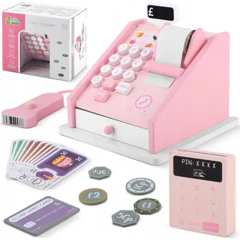 Dřevěná hračka Dřevěná vzdělávací hračka pokladna pro děti do obchodu RicoKids