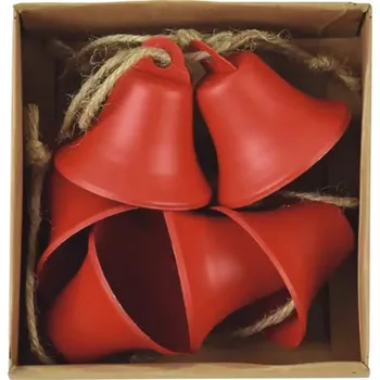 Závěsná dekorace zvonek RED, kov, červená