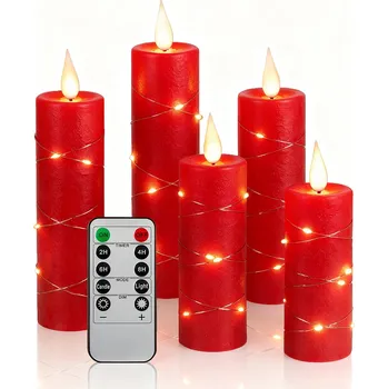 Svíčka 5 KS LED NÁPLŇ DO HŘBITOVNÉ SVÍČKY NA BATERIE | SVÍČKA S LED ŘETĚZEM S OVLADAČEM
