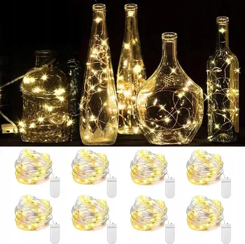 Vánoční dekorace 8X SVĚTELNÝ ŘETĚZ SVĚTÝLKA NA VÁNOČNÍ STROMEČEK BATERIE DRÁTKY TEPLÁ BÍLÁ 20LED