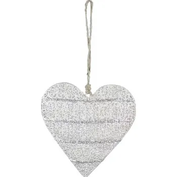 Závěsná dekorace Srdce vyřezávané, champagne, M