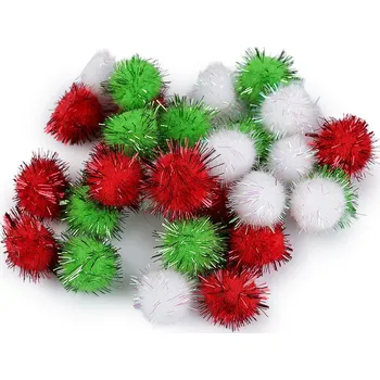 Bambulky s lurexem Ø20 mm, malé, 5 mix vánoční