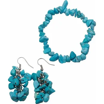 Náramek Sada náramku a náušnic z tyrkenitu obvod cca 16 až 23 cm