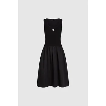Dámské šaty ŠATY KARL LAGERFELD IKON FABRIC MIX KNIT DRESS BLACK