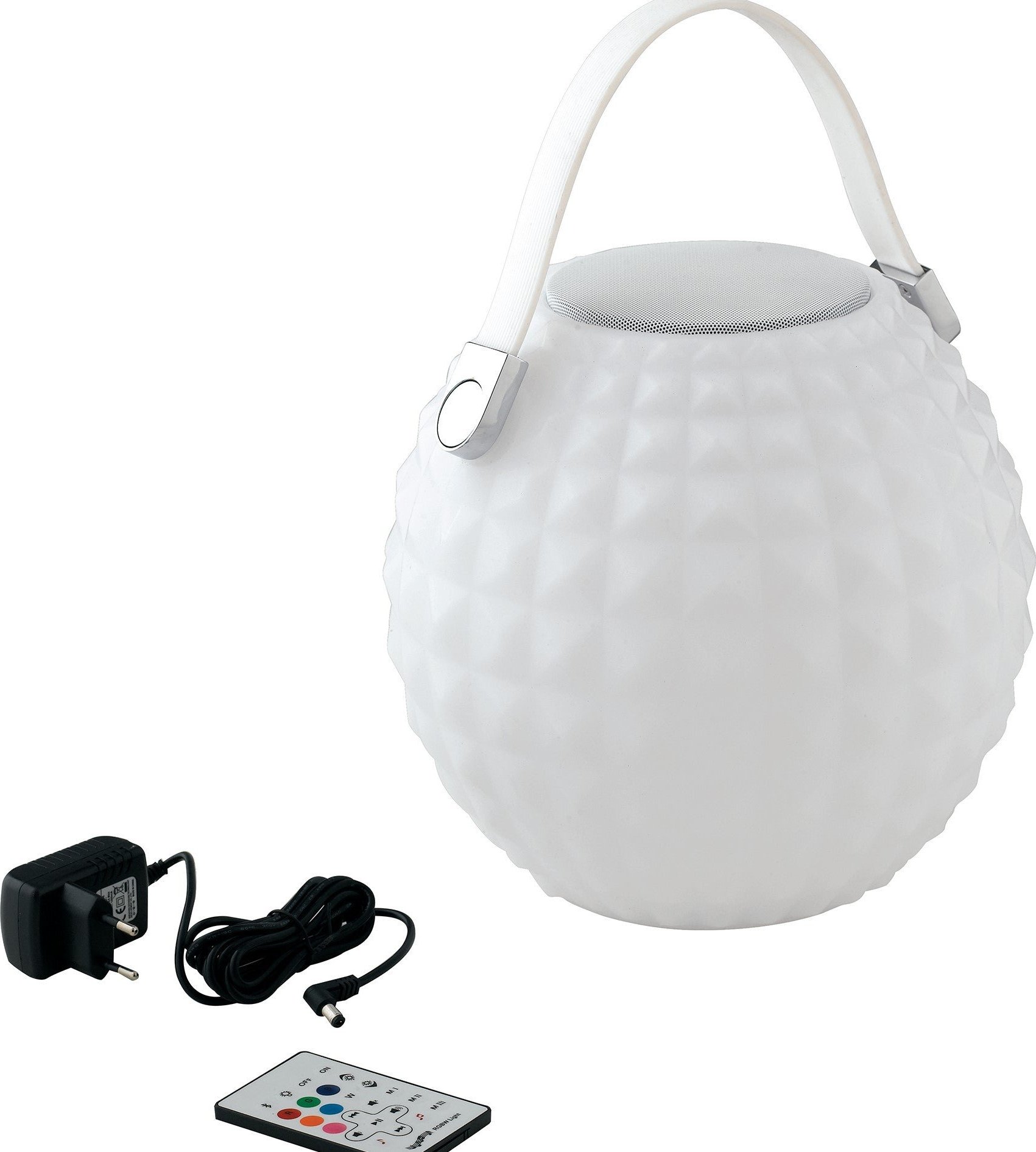 FANEUROPE Nabíjecí venkovní lampa Geco, bílá, LED 3 W, 240 lm, RGBW, stmívatelná, IP44, s reproduktorem a Bluetooth, vč. dálkového ovladač - FANEUROPE FAN I-GECO-DJ-L25