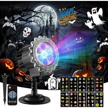 Projektor HALLOWEENSKÝ PROJEKTOR SVĚTEL 3D VODĚODOLNÝ IP65, DLOUHÝ NAPÁJECÍ KABEL