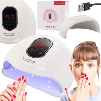 UV lampa na nehty UV LED LAMPA NA NEHTY hybridní gely SUN 19 MINI LCD DUAL LED 72W USB manikúra