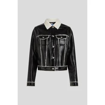 Dámská větrovka BUNDA KARL LAGERFELD JEANS KLJ FAUX LEATHER JACKET BLACK/WHITE