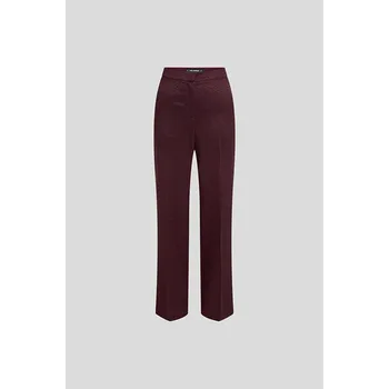 KALHOTY KARL LAGERFELD LOGO JACQUARD CIGARETTE PANTS WINDSOR BURGUNDY