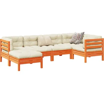 Zahradní lavice zahrada-XL 6dílná zahradní sedací souprava podušky voskově hnědá borovice 3299527