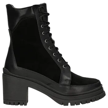 Dámské polobotky Černé Dámské Kotníkové Boty Na Podpatku Z Kombinovaných Kůží Wojas 6415671 36