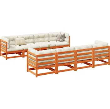 Zahradní sestava zahrada-XL 9dílná zahradní sedací souprava podušky voskově hnědá borovice 3299359