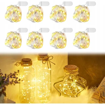 Vánoce 8 KS 20 LED ZÁVĚS VENKOVNÍ OSVĚTLENÍ FLASH Teplá Bílá 2m