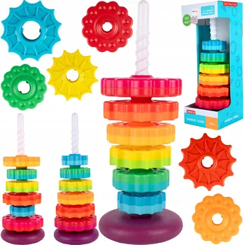 Hračka pro nejmenší Věž pyramida MalPlay edukativní vícebarevná 6 kroužků