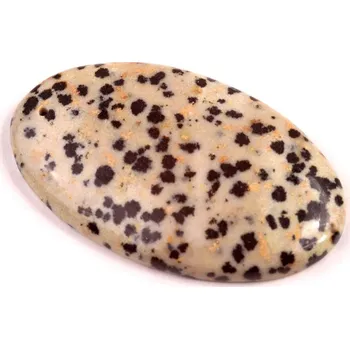 Přírodní kámen Vrtaný kabošon Dalmatin Jaspis č.V57 (46x28x6mm)