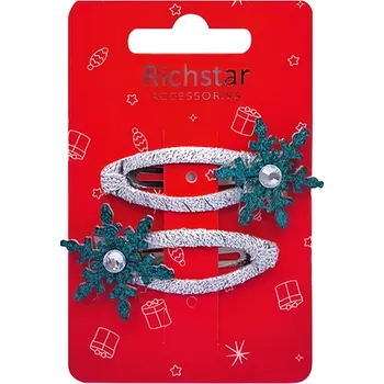 Vánoční dekorace Anděl Přerov Sponky do vlasů vločky s glitry 6 x 3,5 x 0,3 cm 2ks