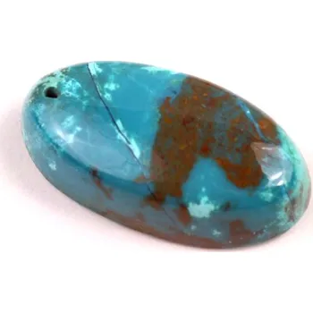 Přírodní kámen Vrtaný kabošon Shattuckite č.V37 (31x17x9mm)