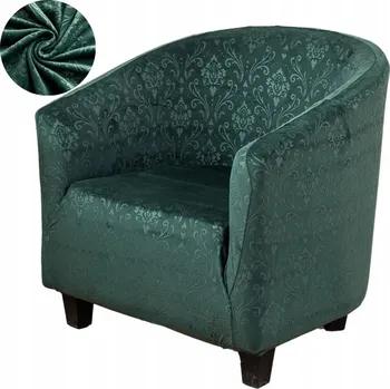 Napínací potah POTAH NA KŘESLO KLUBOVKU VELUR RAŽENÝ ORNAMENT PREMIUM ZELENÝ