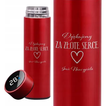 Termoska Červená termoska Termohrnek s LCD displej – Poděkování pro učitele!