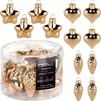 Vánoční dekorace Skleněné vánoční ozdoby zlaté 4–4,5 cm, sada 12 ks