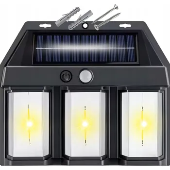 Venkovní osvětlení SOLÁRNÍ LAMPA 3x Nástěnné svítidlo LED ŽÁROVKA Fasádní Pouliční Zahradní Venkovní