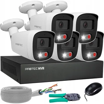 Bezpečnostní kamera Sada monitoringu 5 IP kamer PoE barevný obraz, detekce osob 5Mpx, bez HDD