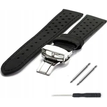 Řemínek na hodinky Kožený řemínek k hodinkám TZ-037.01SD s motýlkovou sponou, vintage styl, 20 mm