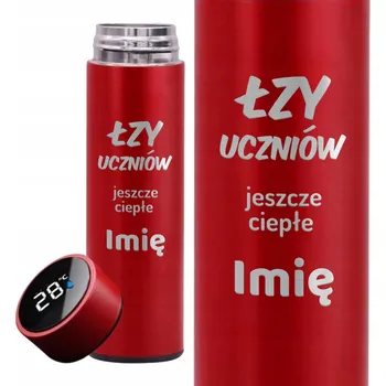 Termoska Červená termoska s LCD displejem na kávu – Pro paní učitelku / Slzy žáků