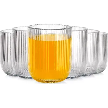 Sklenice Sklenice 250 ml, žebrované sklo, sada 6 ks Vilde