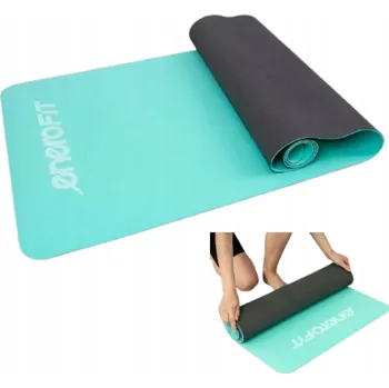 podložka na cvičení Podložka na jógu a fitness ENERO FIT TPE mátově šedá s obalem