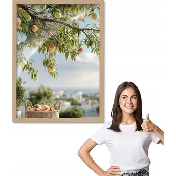 Obraz Obraz s rámem vzor BROSKVE NA STROMĚ dřevěný rámeček 30x40 do kuchyně