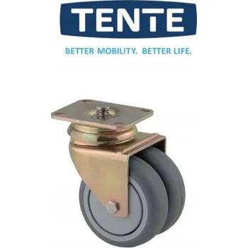 Pojezdové kolečko Dvojité otočné kolečko TENTE AGILA TWIN 75 mm s centrální brzdou NO-CR-VI
