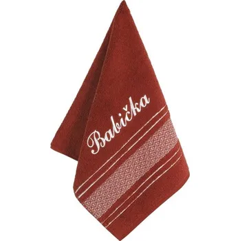 Bellatex Froté ručník mozaika se jménem BABIČKA 50x100 cm tmavá terra