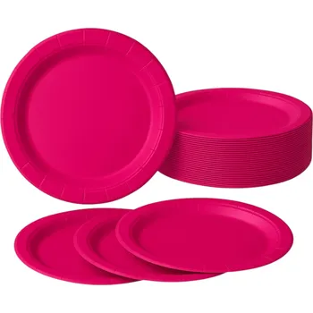 Jednorázové nádobí TALÍŘKY Papírové Fuchsiové 18cm SADA 20 kusů PÁRTY RŮŽOVÉ