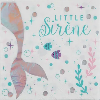 Papírový ubrousek Narozeninové ubrousky Mořská panna 33 cm 20 ks