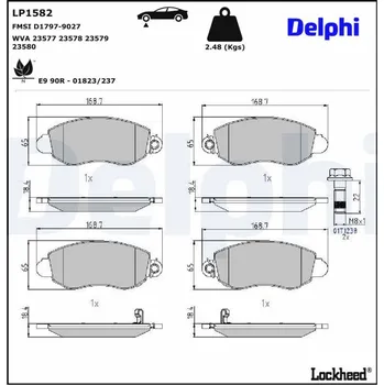 Brzdová destička Sada brzdových destiček, parkovací brzda DELPHI LP1582