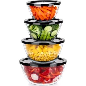 Skleněné misky s víčky 4 ks 750 ml, 1 l, 1,5 l, 2 l