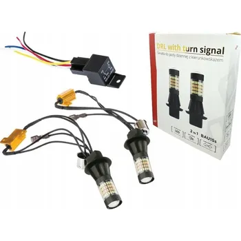 Denní svícení 2v1 LED světla pro denní svícení s blinkrem PY21W AMIO-02451