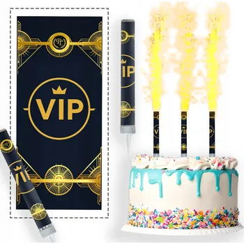 Dortová svíčka DORTOVÁ FONTÁNA PREMIUM VIP ZLATÁ NAROZENINOVÁ PRSKAVKA SVÍČKA 12cm