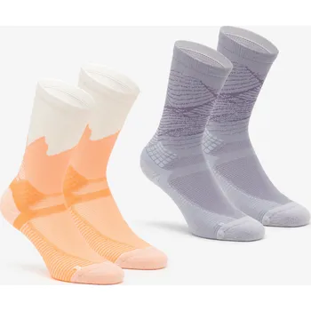 Pánské ponožky QUECHUA Turistické vysoké ponožky Hike 500 2 páry 35/38 ORANŽOVÁ