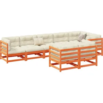 Zahradní sestava zahrada-XL 8dílná zahradní sedací souprava podušky voskově hnědá borovice 3299505