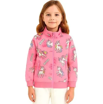 Dívčí mikina Zateplená dívčí mikina se zipem s jednorožcem GM9771 Velikost: 104, Barva: Růžová